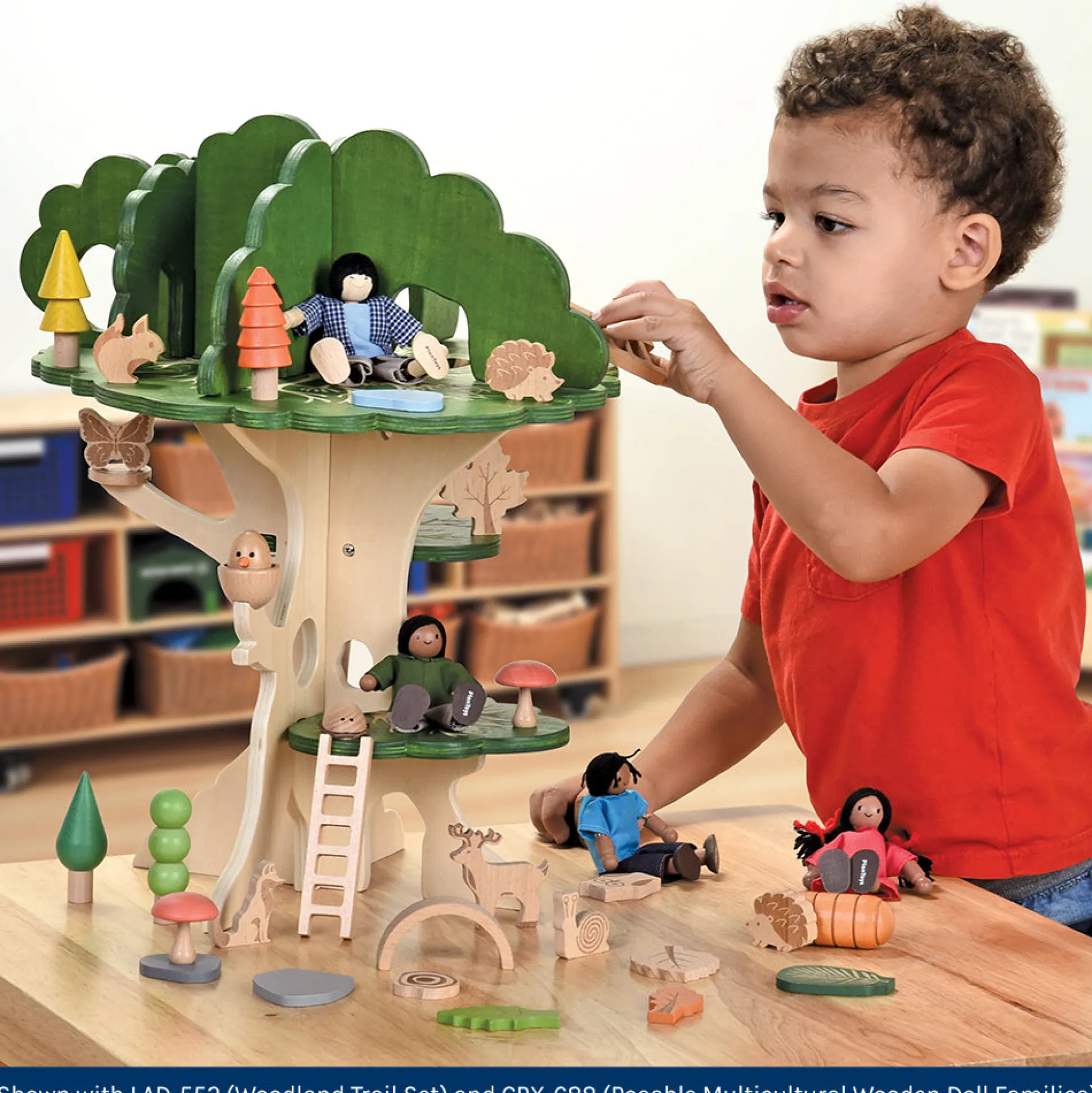 3-Tier Woodland Treehouse Playset | 15-Piece Birch Wood Set