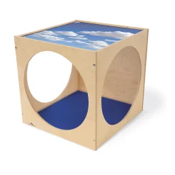 Toddler Acrylic Sky Top Play Cube | Quiet Play & Rest Cube with Shatterproof Acrylic Panel and Floor Mat