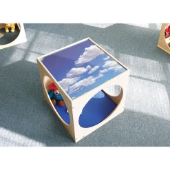Toddler Acrylic Sky Top Play Cube | Quiet Play & Rest Cube with Shatterproof Acrylic Panel and Floor Mat