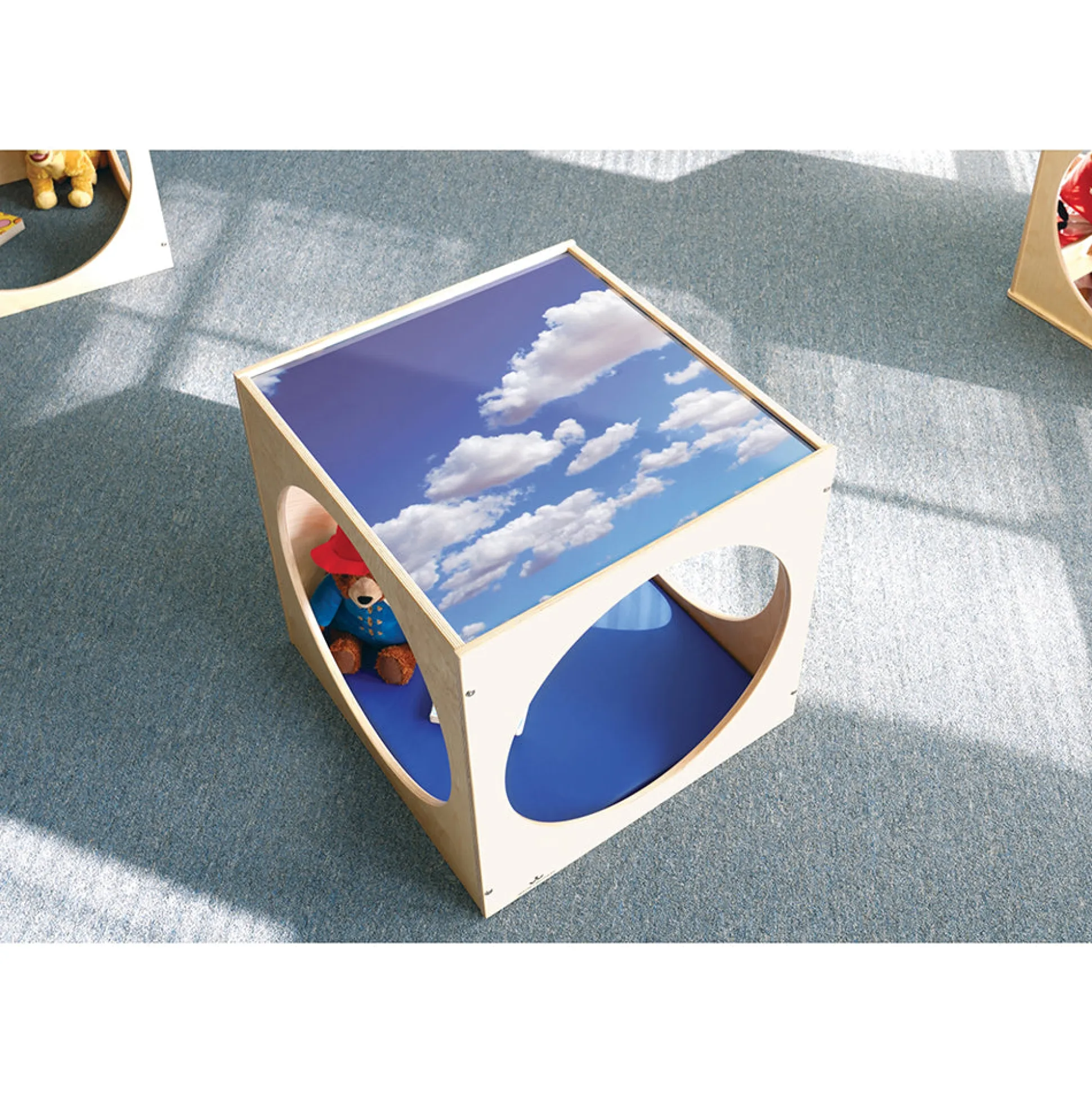 Toddler Acrylic Sky Top Play Cube | Quiet Play & Rest Cube with Shatterproof Acrylic Panel and Floor Mat