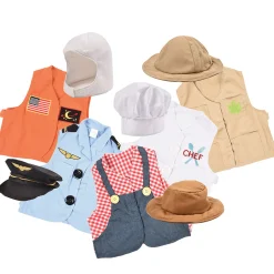 Toddler Dress-Up Vests & Hats Collection: Role-Play Set of 5 | Astronaut, Chef, Farmer, Nature Explorer & Pilot