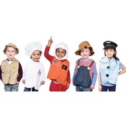 Toddler Dress-Up Vests & Hats Collection: Role-Play Set of 5 | Astronaut, Chef, Farmer, Nature Explorer & Pilot
