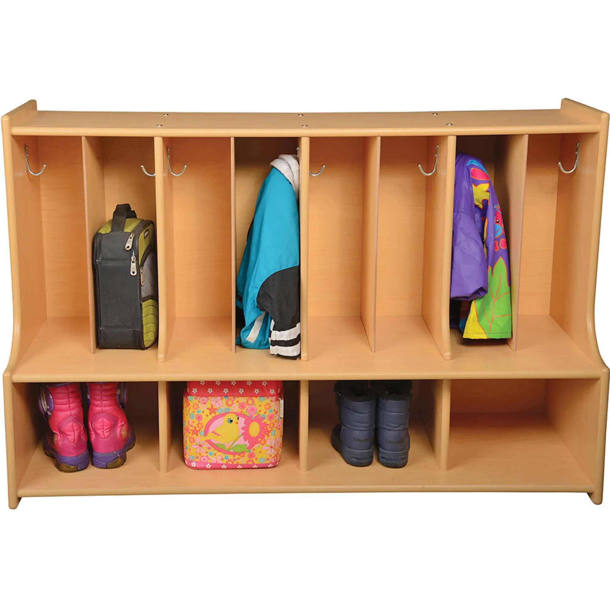 Toddler Locker Unit with Cubbies, Seat & Coat Hooks