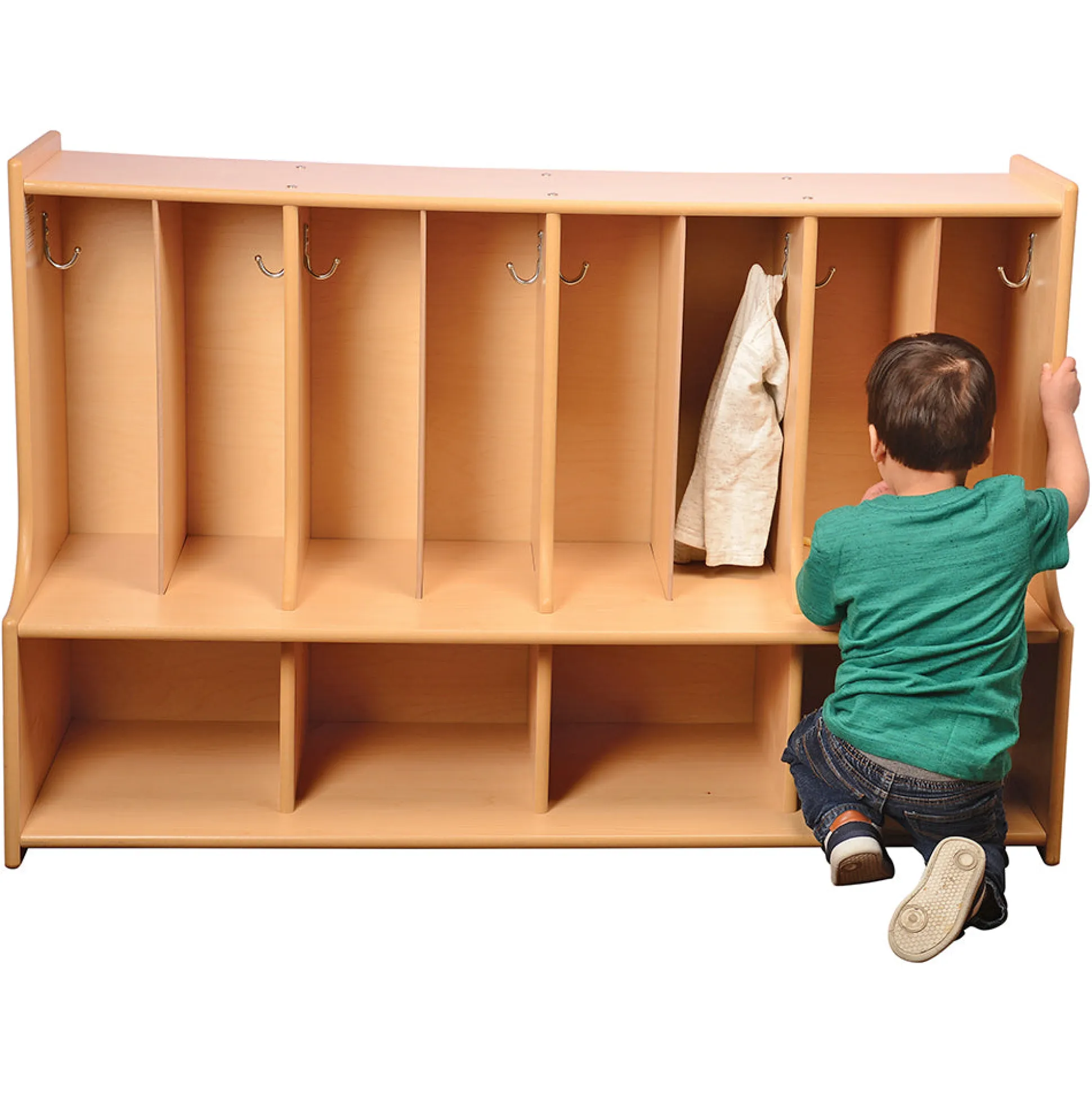 Toddler Locker Unit with Cubbies, Seat & Coat Hooks