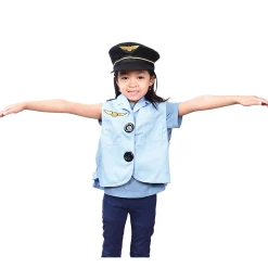 Toddler Pilot Role-Play Vest & Hat | Easy Slip-On with Hook & Loop Closures
