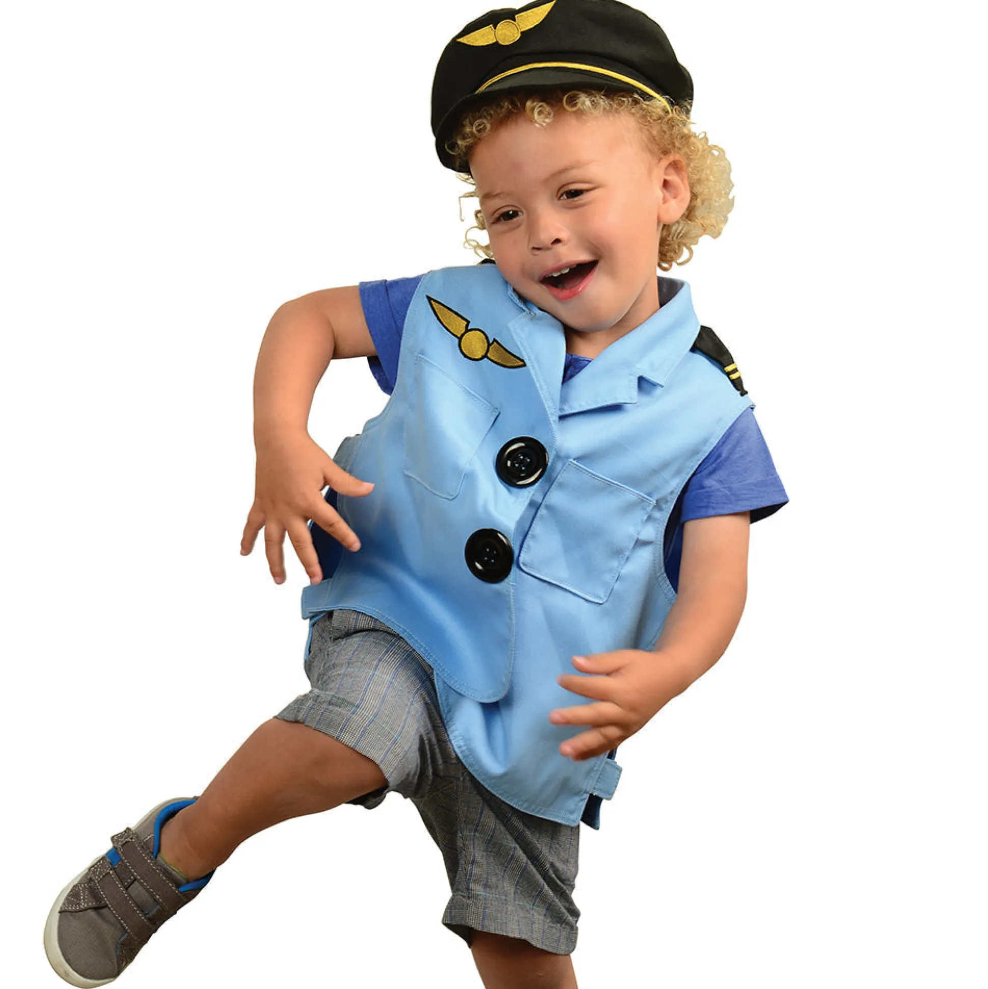 Toddler Pilot Role-Play Vest & Hat | Easy Slip-On with Hook & Loop Closures