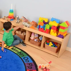Toddler-Sized Open Storage Unit with Lip Edge | 60” Baltic Birch Shelf and Work Surface