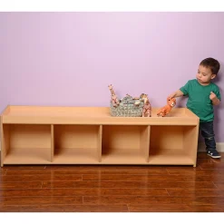 Toddler-Sized Open Storage Unit with Lip Edge | 60” Baltic Birch Shelf and Work Surface