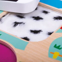 Touch and Feel Farm Puzzle | Wooden Sensory Shape Sorter with Textured Animal Pieces