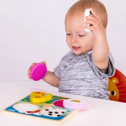 Touch and Feel Puzzle Set | Wooden Sensory Farm & Safari Animal Puzzles with Textured Pieces
