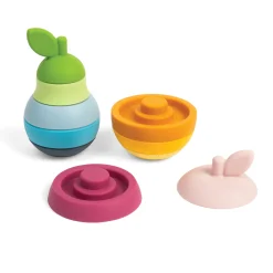 Touch and Feel Silicone Stacking Apple and Pear Set | 10 Piece Baby Stacking & Teething Toy with Soft Sensory Pieces