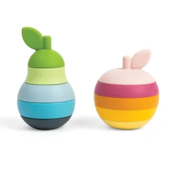 Touch and Feel Silicone Stacking Apple and Pear Set | 10 Piece Baby Stacking & Teething Toy with Soft Sensory Pieces