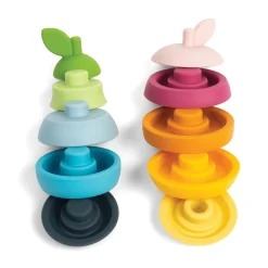 Touch and Feel Silicone Stacking Apple and Pear Set | 10 Piece Baby Stacking & Teething Toy with Soft Sensory Pieces