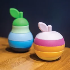 Touch and Feel Silicone Stacking Apple and Pear Set | 10 Piece Baby Stacking & Teething Toy with Soft Sensory Pieces