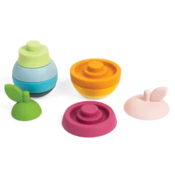 Touch and Feel Silicone Stacking Apple and Pear Set | 10 Piece Baby Stacking & Teething Toy with Soft Sensory Pieces