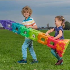 Translucent Giant Polydron 60 Piece Construction Set | Large STEM Building Shapes with Squares & Triangles