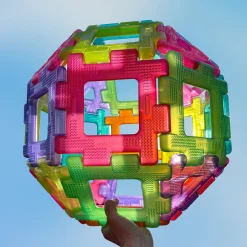 Translucent Giant Polydron 60 Piece Construction Set | Large STEM Building Shapes with Squares & Triangles