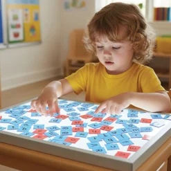 Translucent Letter Tiles | 78-Piece Light Table Alphabet Set with Red Vowels & Blue Consonants