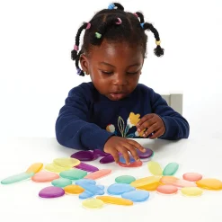 Translucent Rainbow Pebbles | Stacking, Sorting, and Color 36-Piece Play Set