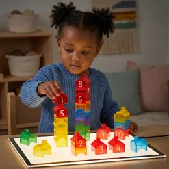 Translucent Stacking Houses | 55-Piece Light Table Construction & Early Math Set