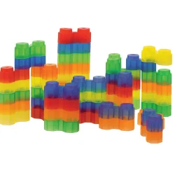 Translucent Twin Blocks | 48-Piece Interlocking Building Set for Light Table Play, Early Engineering & Fine Motor Development