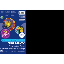 Tru-Ray® Construction Paper, Black, 12" x 18" - 50 Sheets