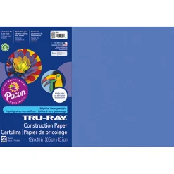 Tru-Ray® Construction Paper, Blue, 12" x 18" - 50 Sheets