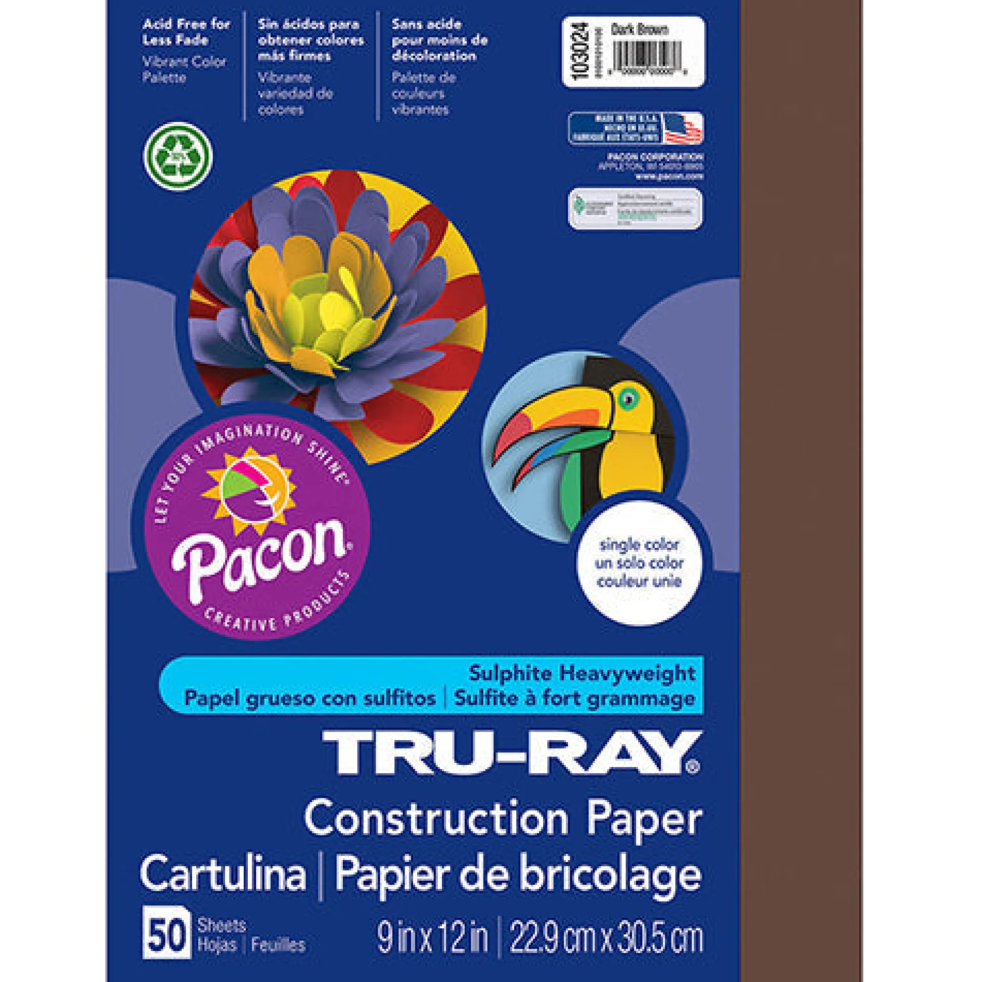 Tru-Ray® Construction Paper, Dark Brown, 9" x 12" - 50 Sheets