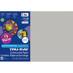 Tru-Ray® Construction Paper, Gray, 12" x 18" - 50 Sheets
