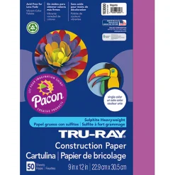 Tru-Ray® Construction Paper, Magenta, 9" x 12" - 50 Sheets