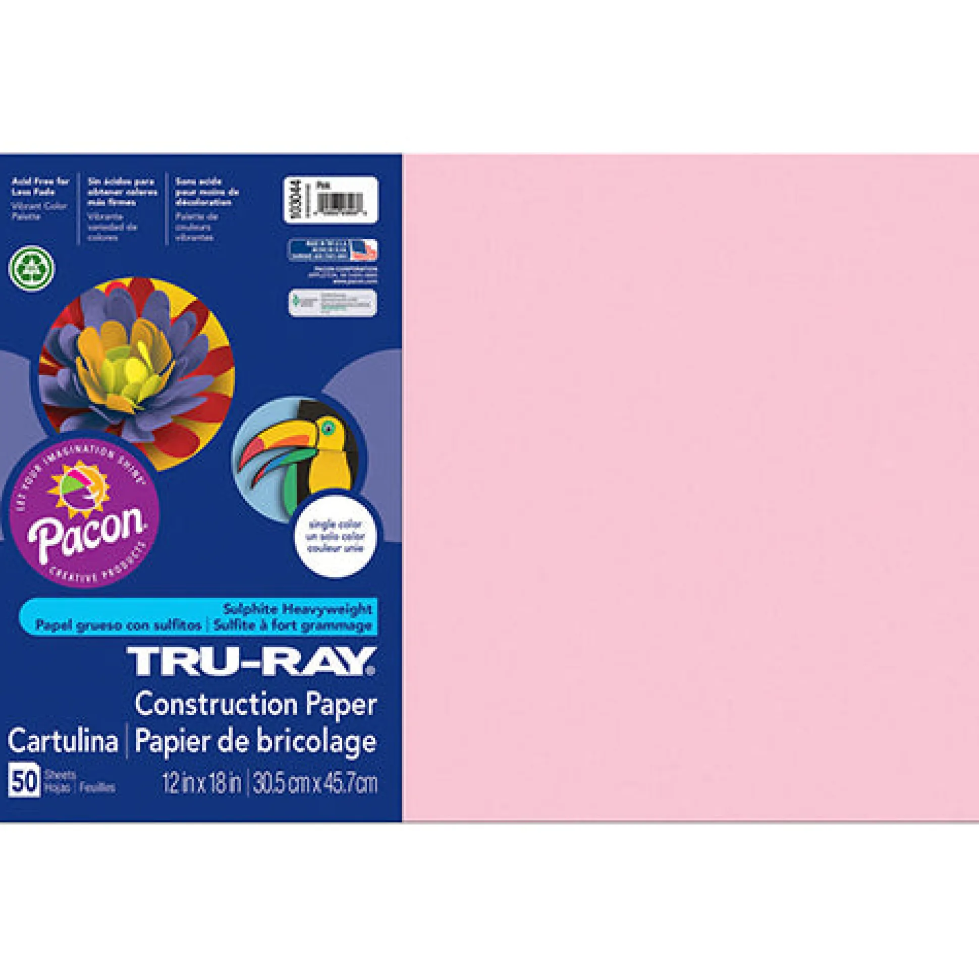 Tru-Ray® Construction Paper, Pink, 12" x 18" - 50 Sheets