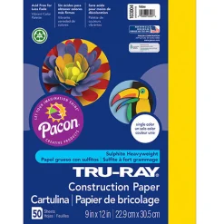 Tru-Ray® Construction Paper, Yellow, 9" x 12" - 50 Sheets