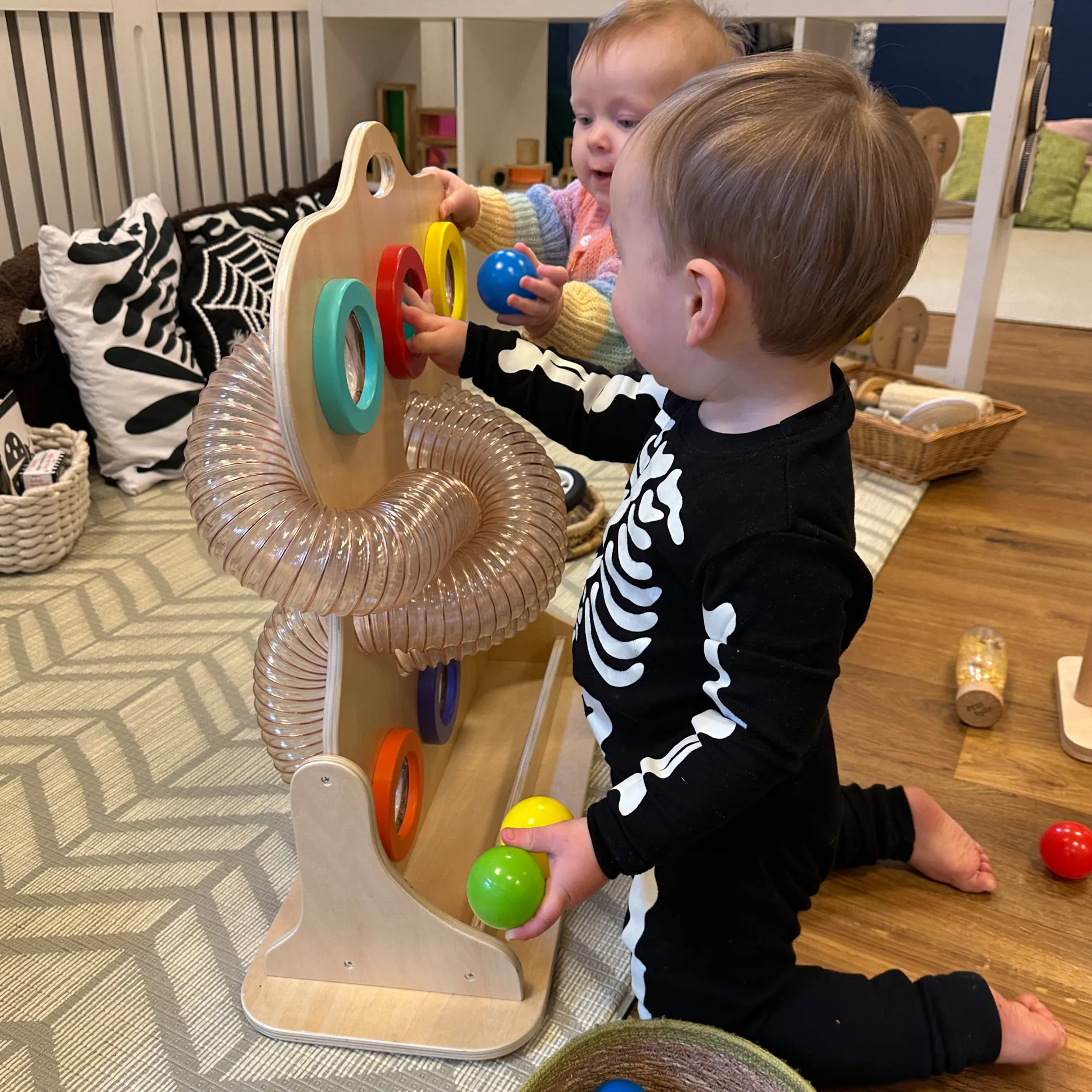 Twist and Turn Tubie Wooden Ball Drop Toy | Gross Motor, Coordination & Sensory Learning Activity