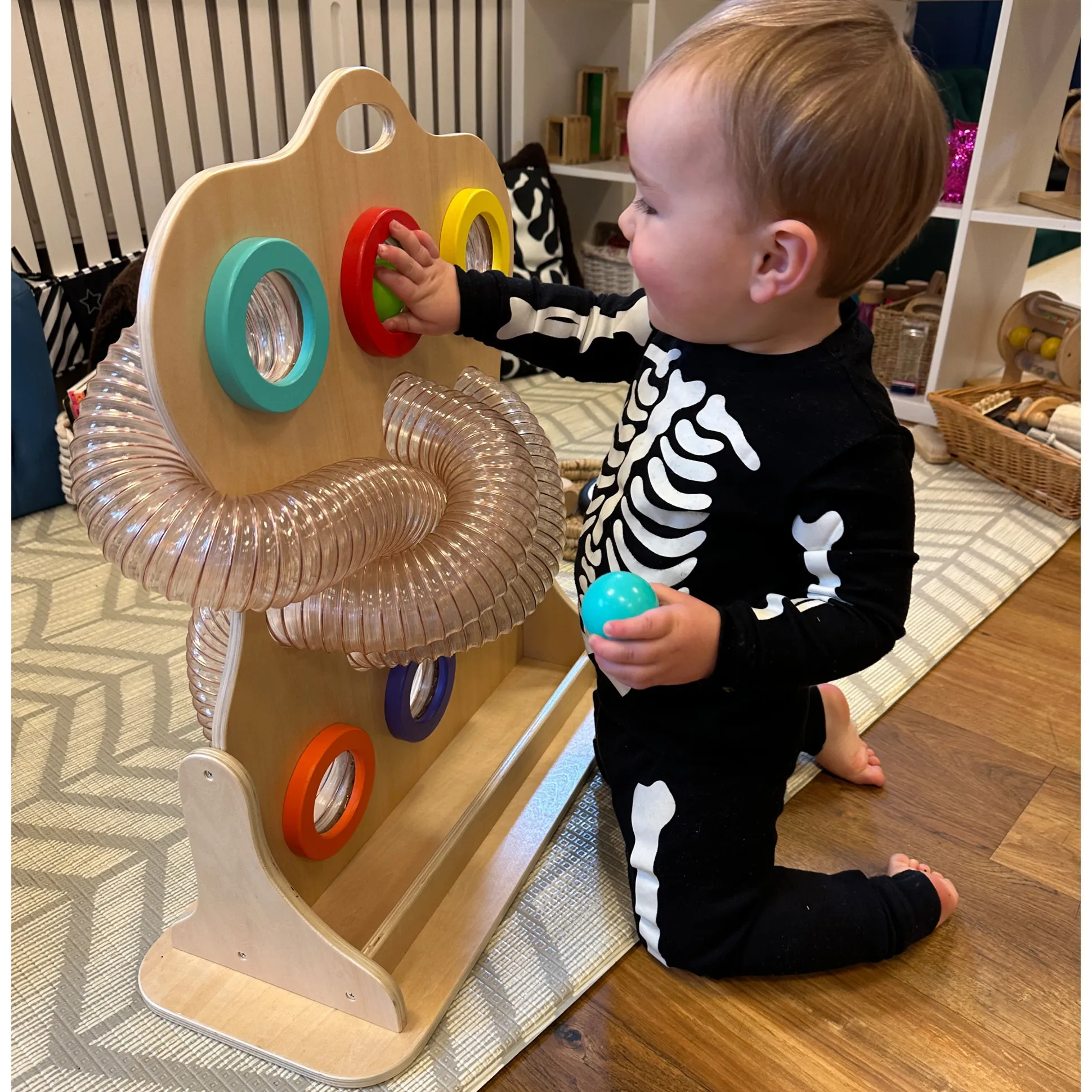 Twist and Turn Tubie Wooden Ball Drop Toy | Gross Motor, Coordination & Sensory Learning Activity