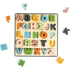 Uppercase Alphabet Wooden Puzzle | 26 Piece ABC Learning Board with Color-Matched Letters