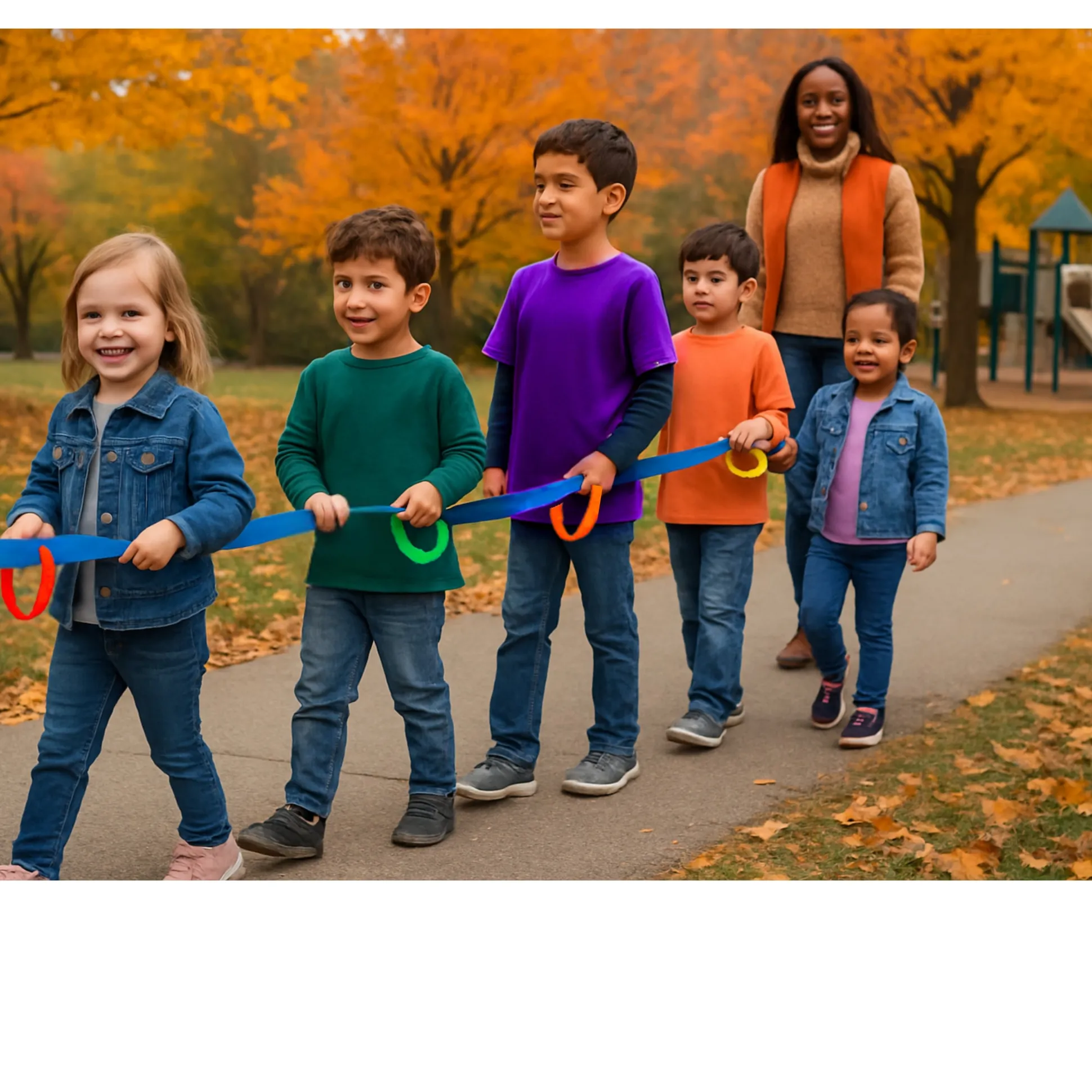 Walking Rope | Colorful Safety Line with 12 Easy-To-Grasp Handles
