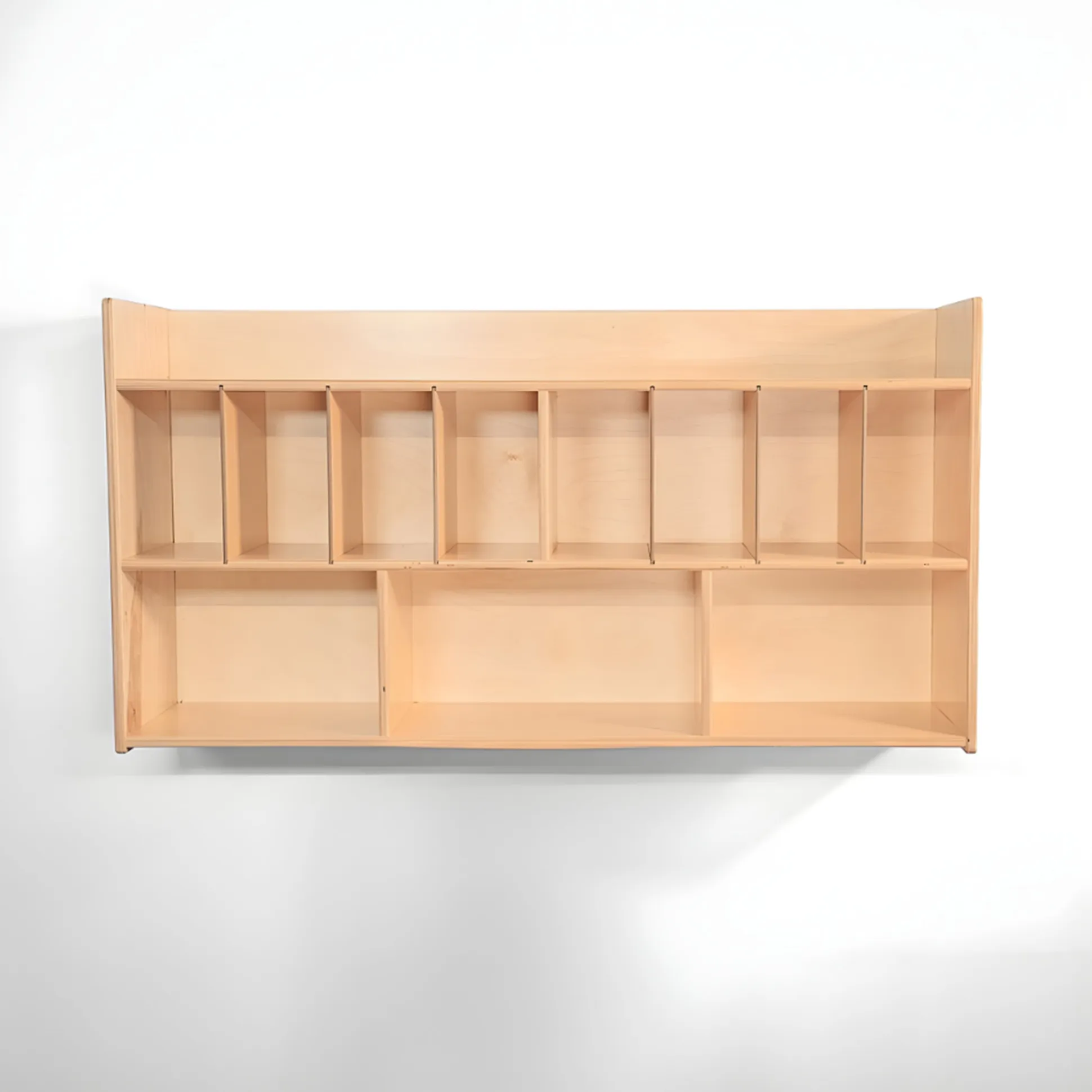 Wall Mounted Eight Cubby Diaper Cabinet | Birch Plywood Storage Organizer with Adjustable Dividers & Non-Toxic Finish