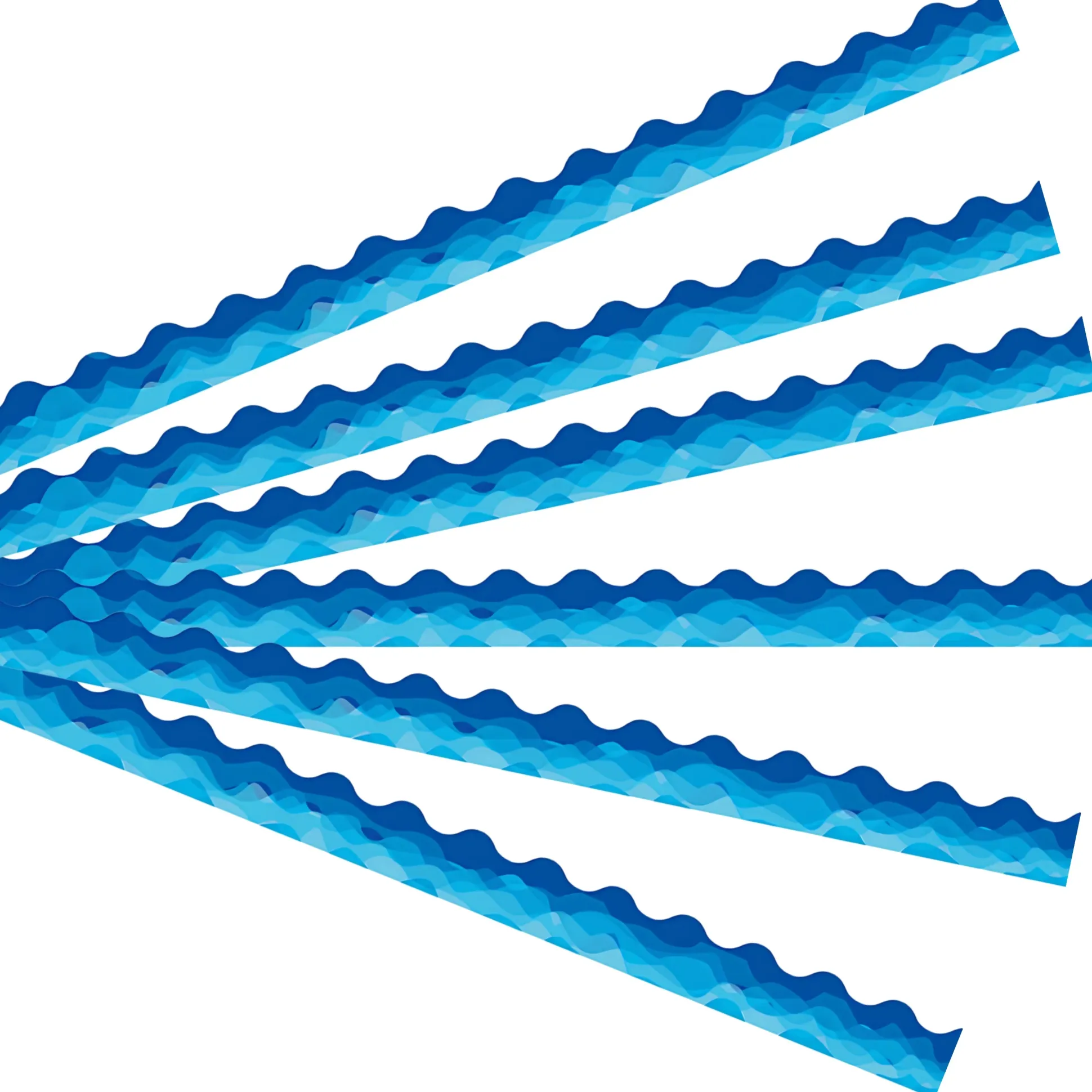 Waves of Blue Wavy Bulletin Board Border, 35 Feet