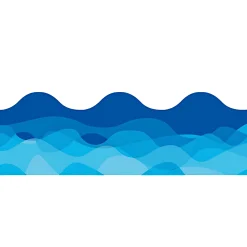 Waves of Blue Wavy Bulletin Board Border, 35 Feet