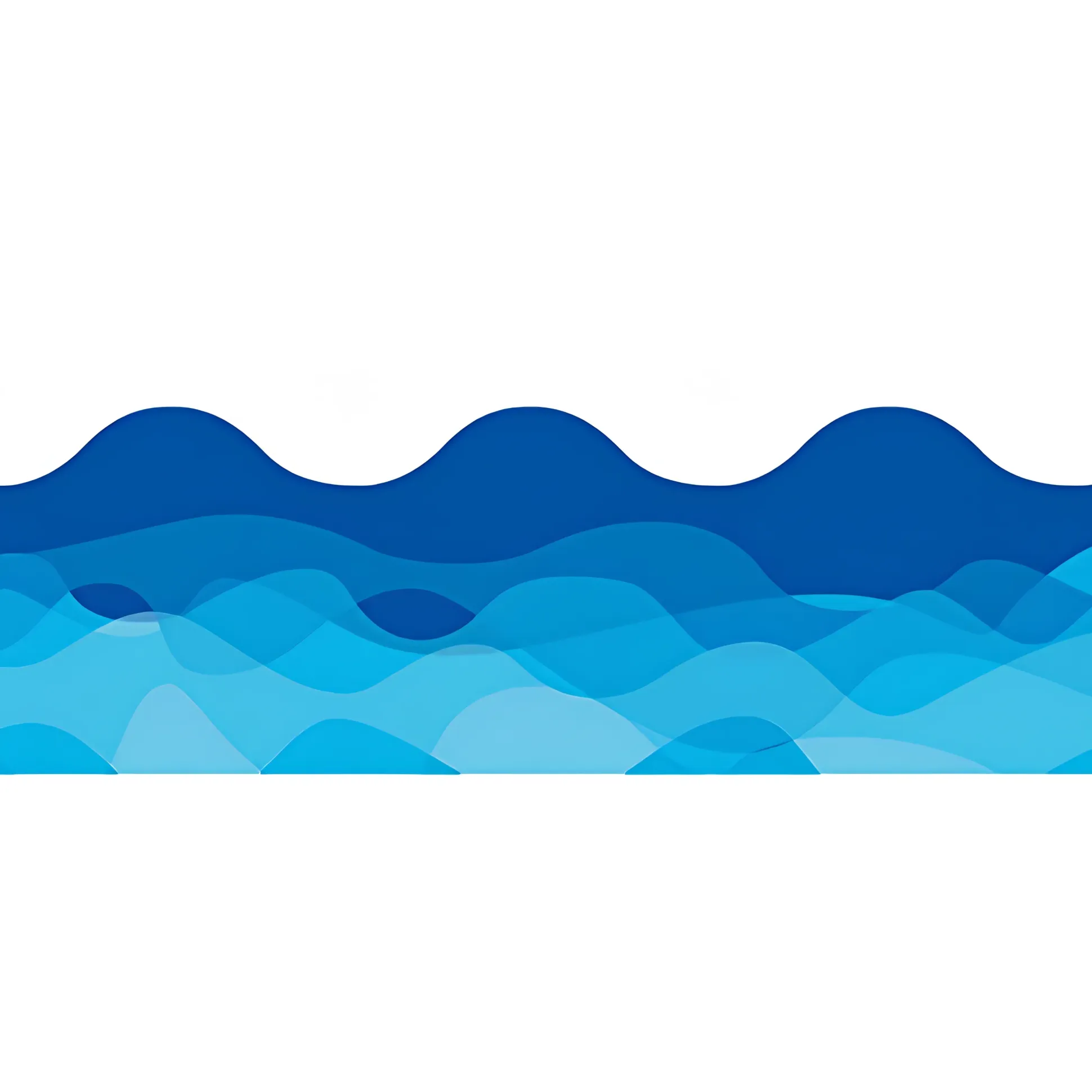 Waves of Blue Wavy Bulletin Board Border, 35 Feet