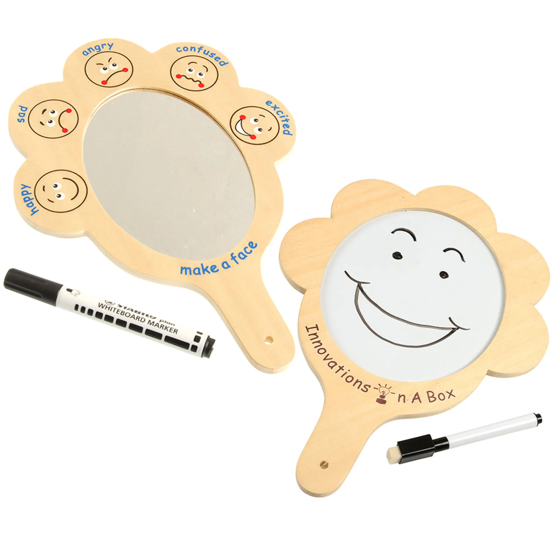 What Are You Feeling? Emotion Mirrors with Write & Wipe Surface | Set of 2