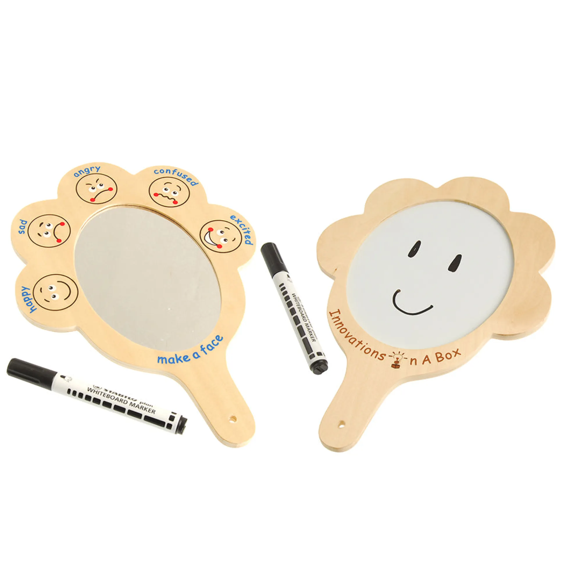 What Are You Feeling? Emotion Mirrors with Write & Wipe Surface | Set of 2