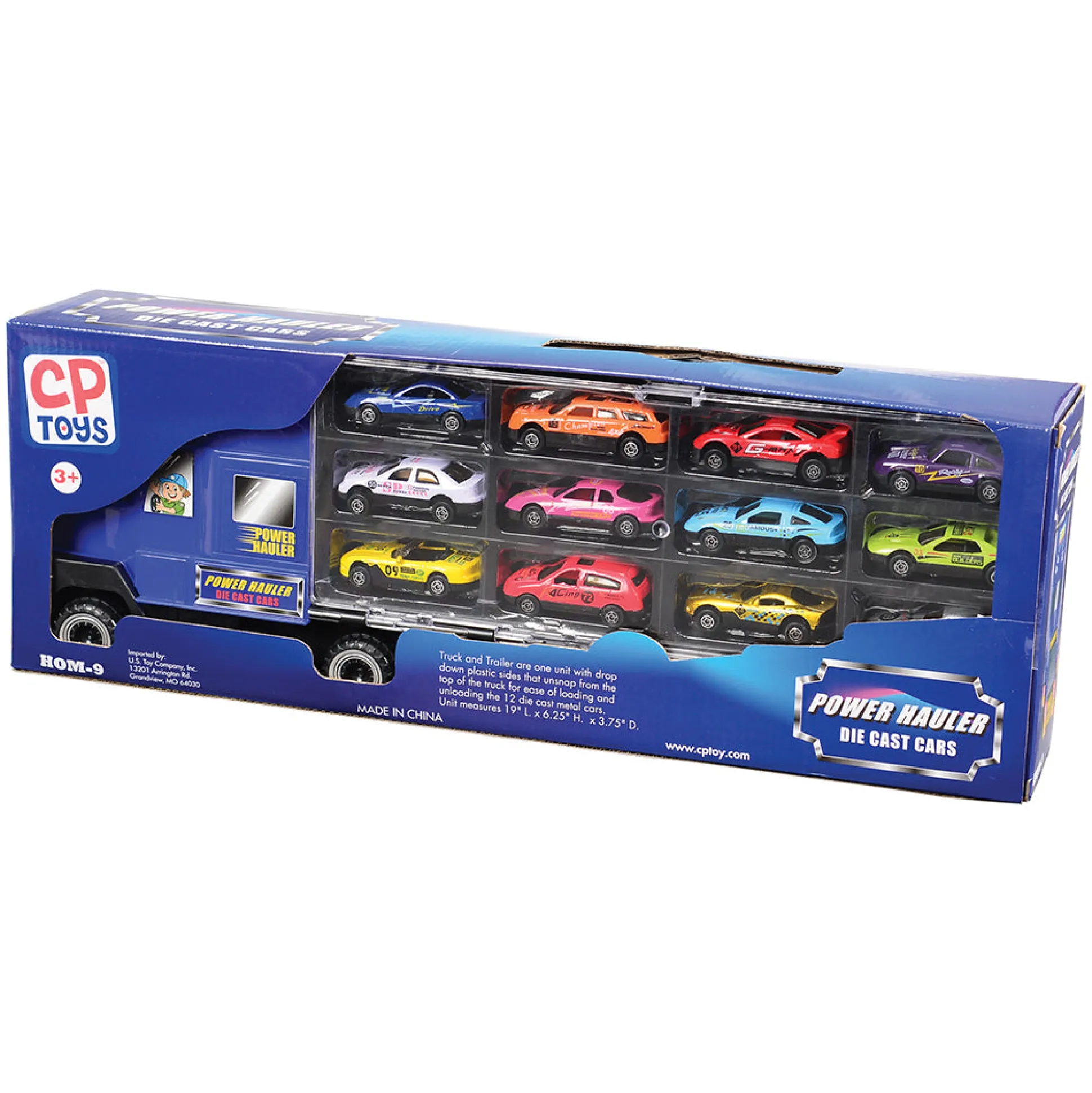 6-Wheel Car Carrier with 12 Die-Cast Vehicles – Portable Toy Transport Truck for Kids