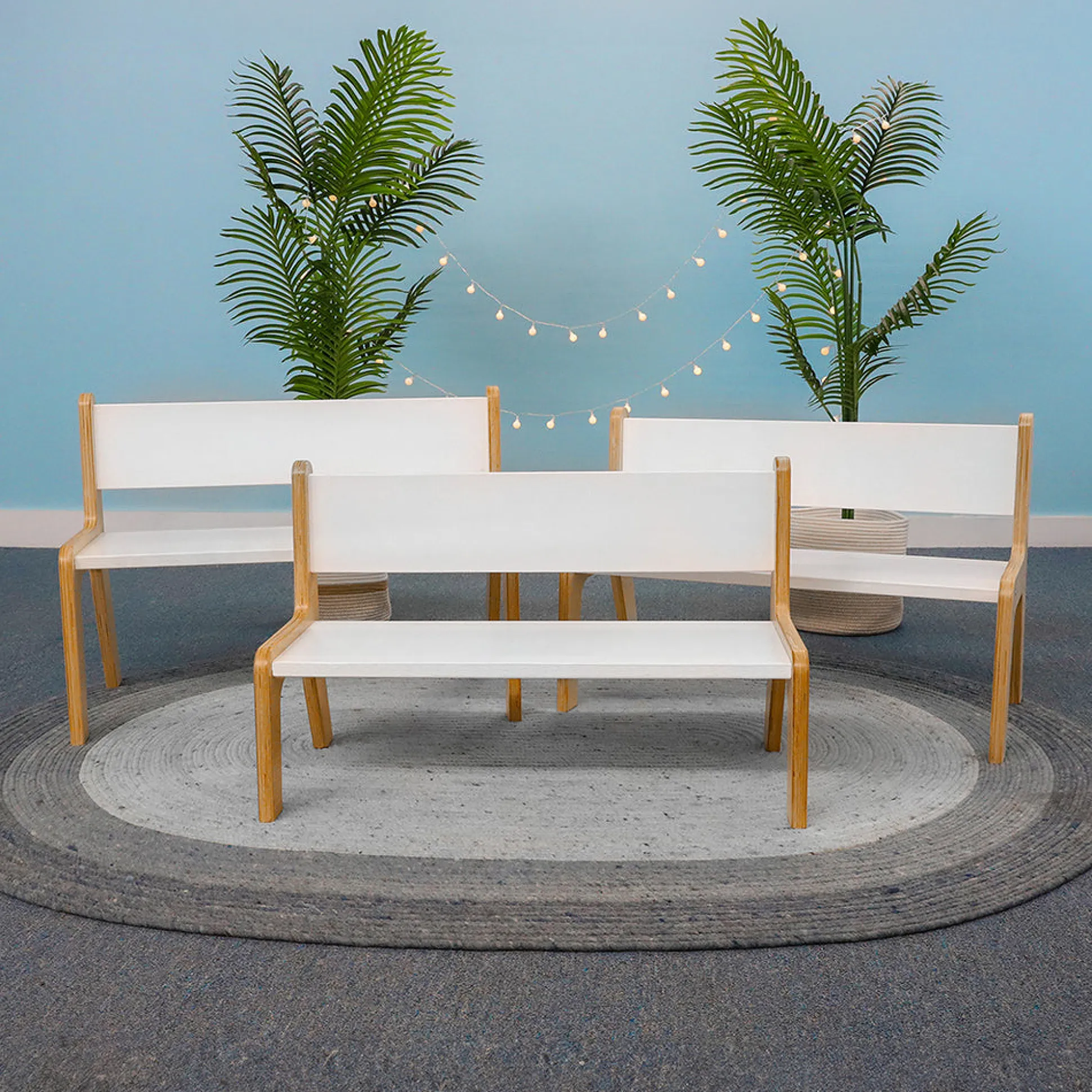 Whitney Plus 14″H Contoured Children’s Bench | Antimicrobial Classroom Seating