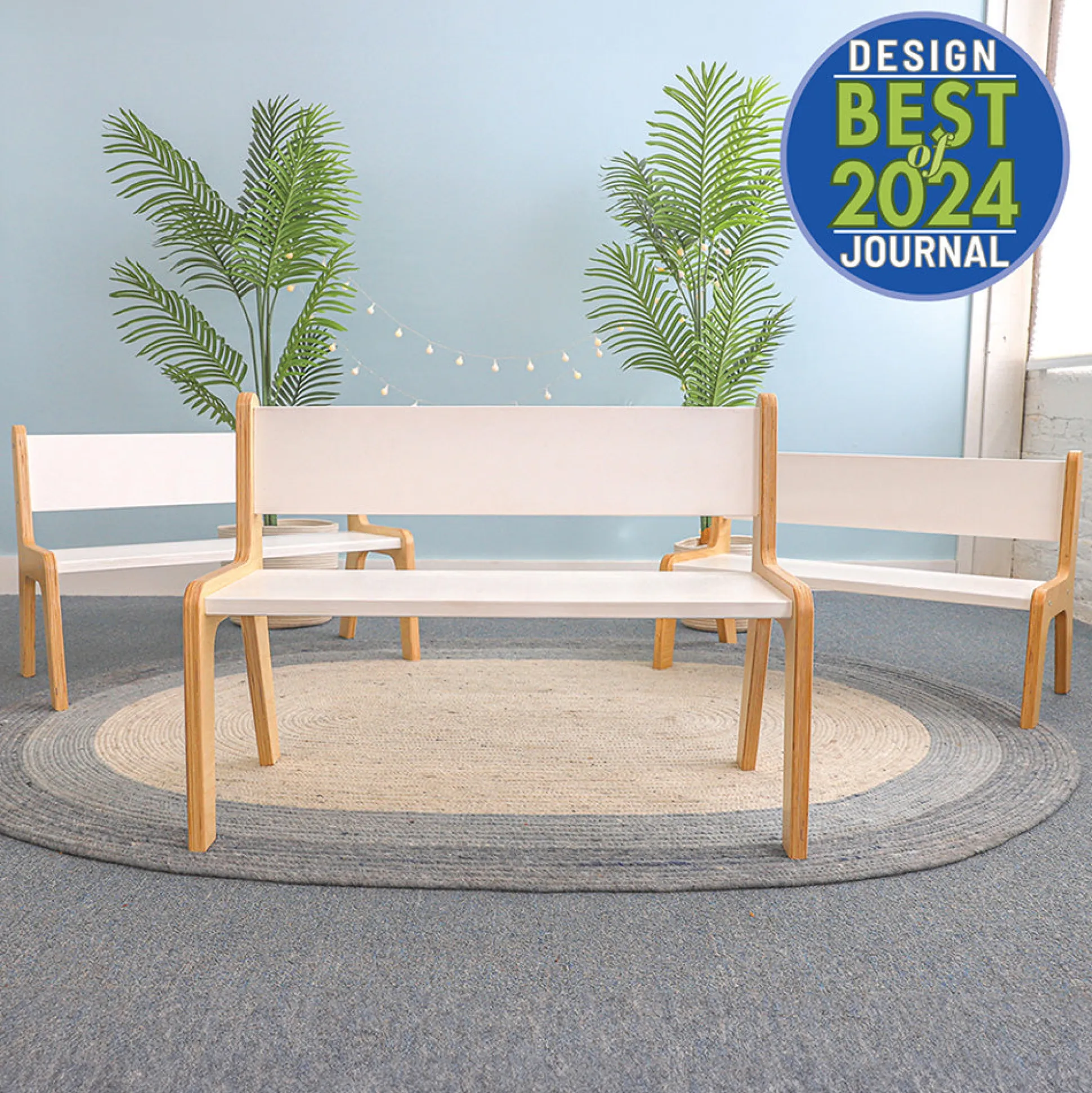 Whitney Plus 14″H Contoured Children’s Bench | Antimicrobial Classroom Seating