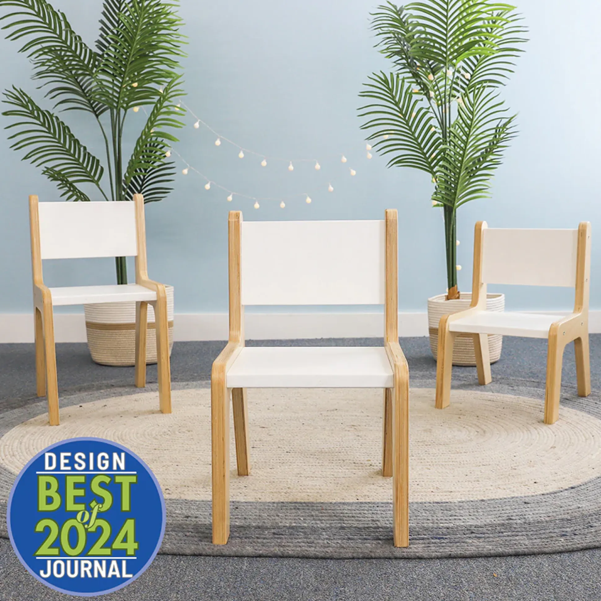 Whitney Plus 12" White Modern Birch Chair | Antimicrobial & Fully Assembled