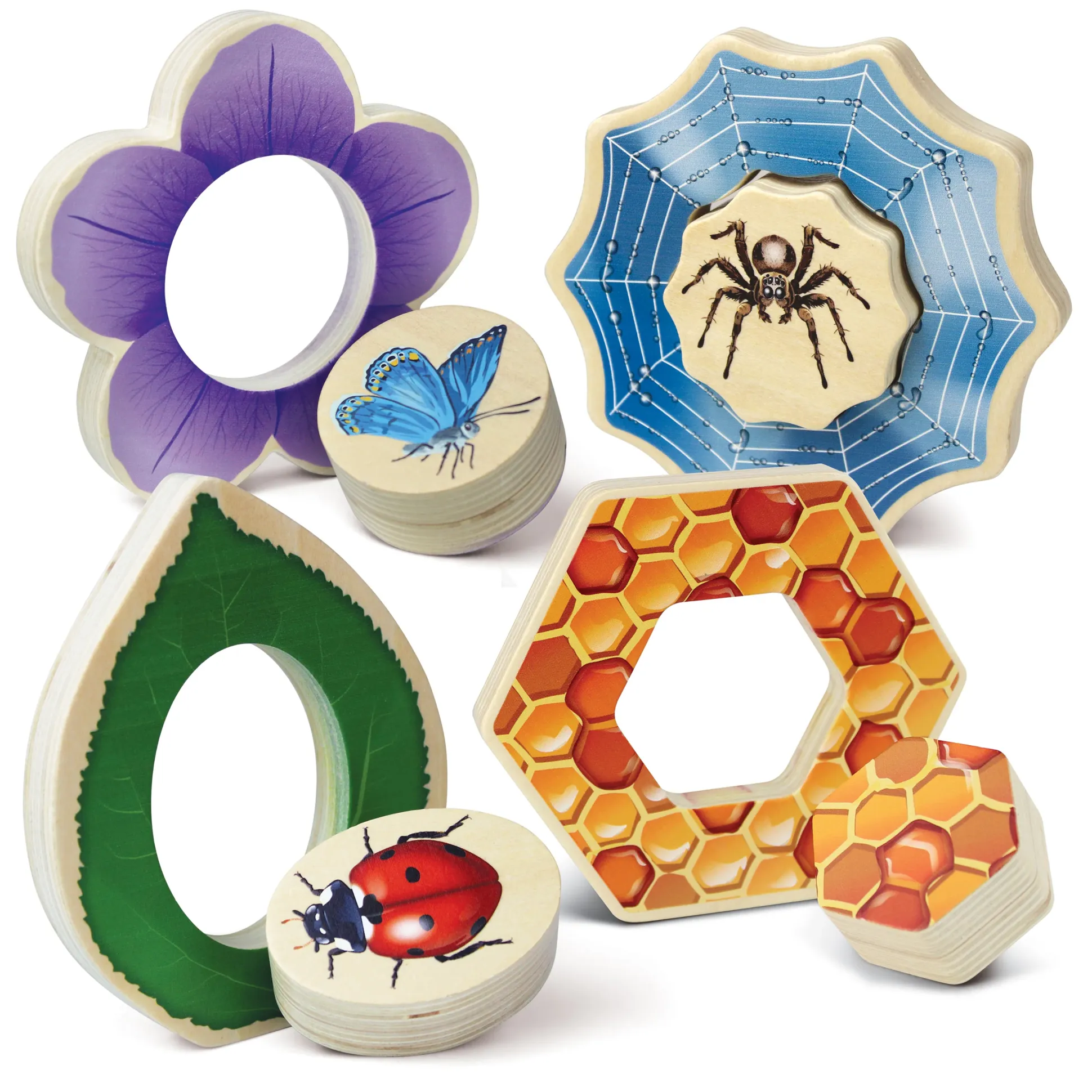 Who’s Hiding Garden Bugs Wooden Puzzle Set | Double-Sided Toddler Puzzle with Hidden Insects & Habitat Scenes