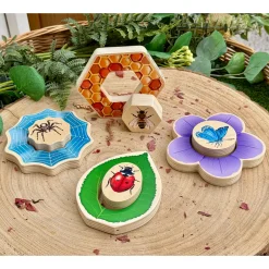 Who’s Hiding Garden Bugs Wooden Puzzle Set | Double-Sided Toddler Puzzle with Hidden Insects & Habitat Scenes