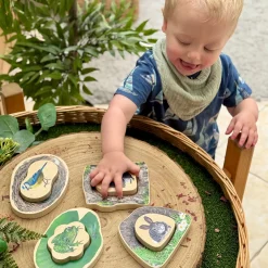 Who’s Hiding Woodland Animals Wooden Puzzle Set | Double-Sided Toddler Puzzle with Hidden Animals & Habitat Scenes