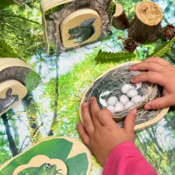 Who’s Hiding Woodland Animals Wooden Puzzle Set | Double-Sided Toddler Puzzle with Hidden Animals & Habitat Scenes